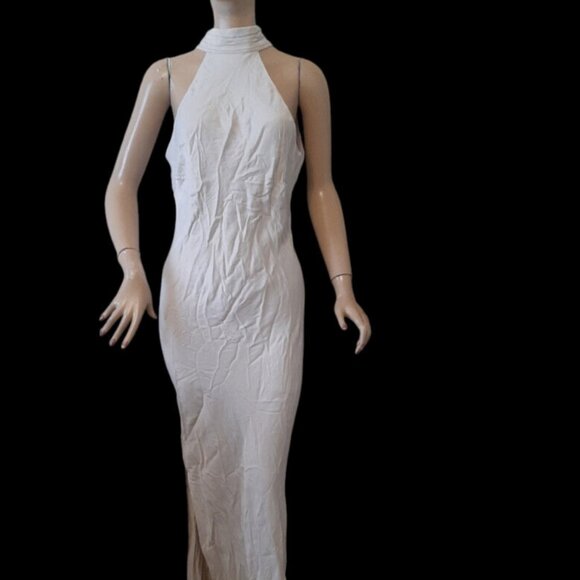 Meshki Claire Satin Drape Back Maxi Taupe Dress Size XL (US 10) New with Tags - Picture 5 of 5